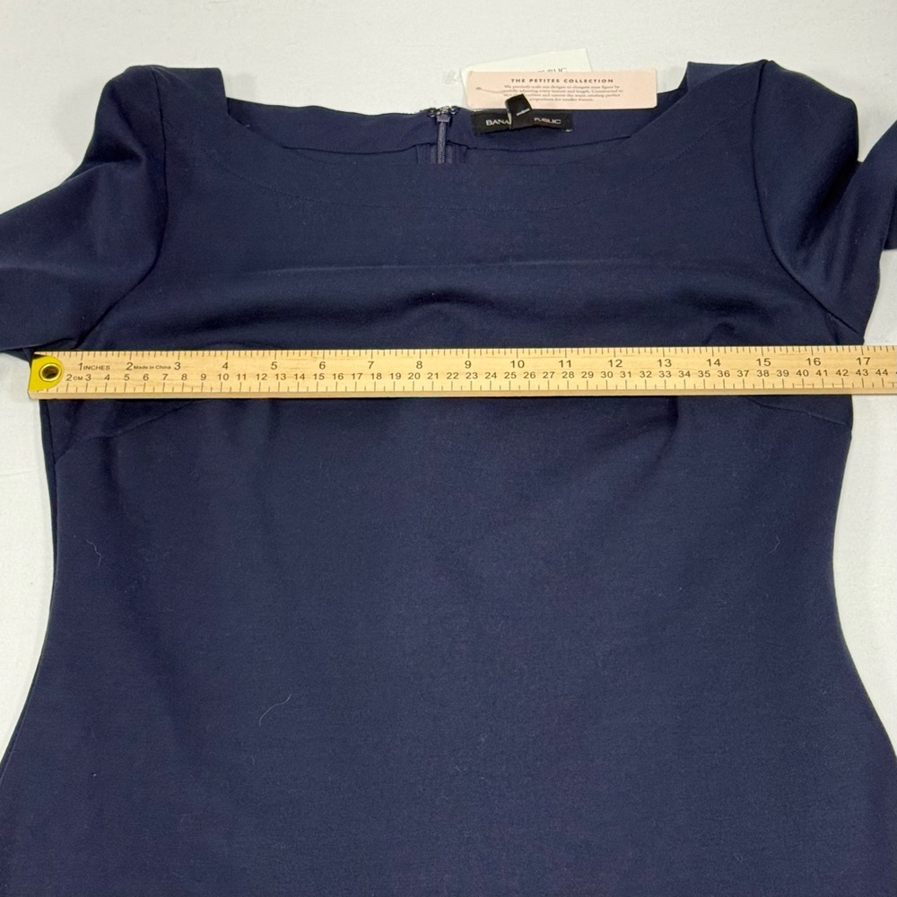 Flutter Sleeve Banana Republic Navy Blue Petite Shift Dress 8P - Picture 4 of 11